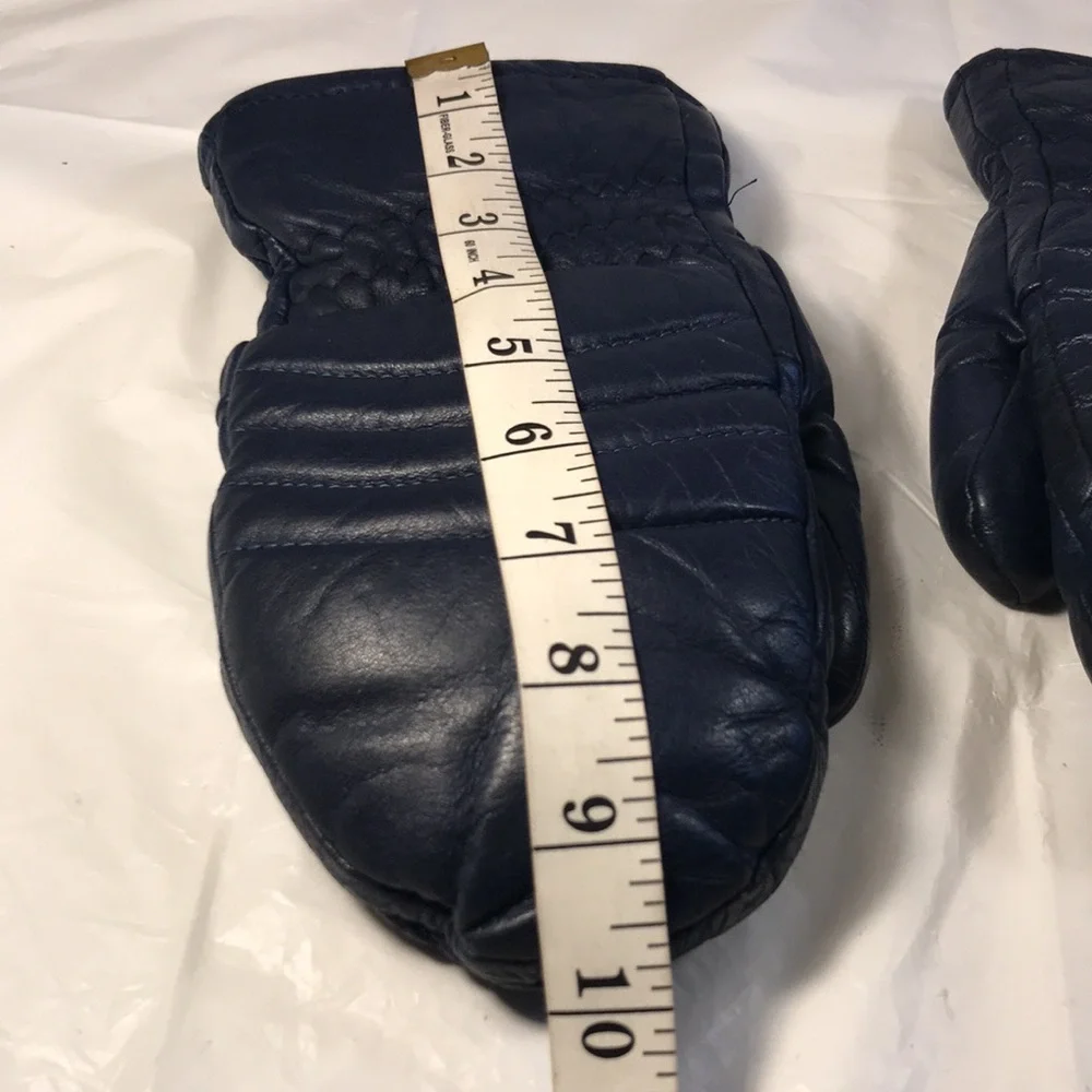 Dorsons Sports Vintage Blue Leather Insulated Snow Ski Winter Mittens